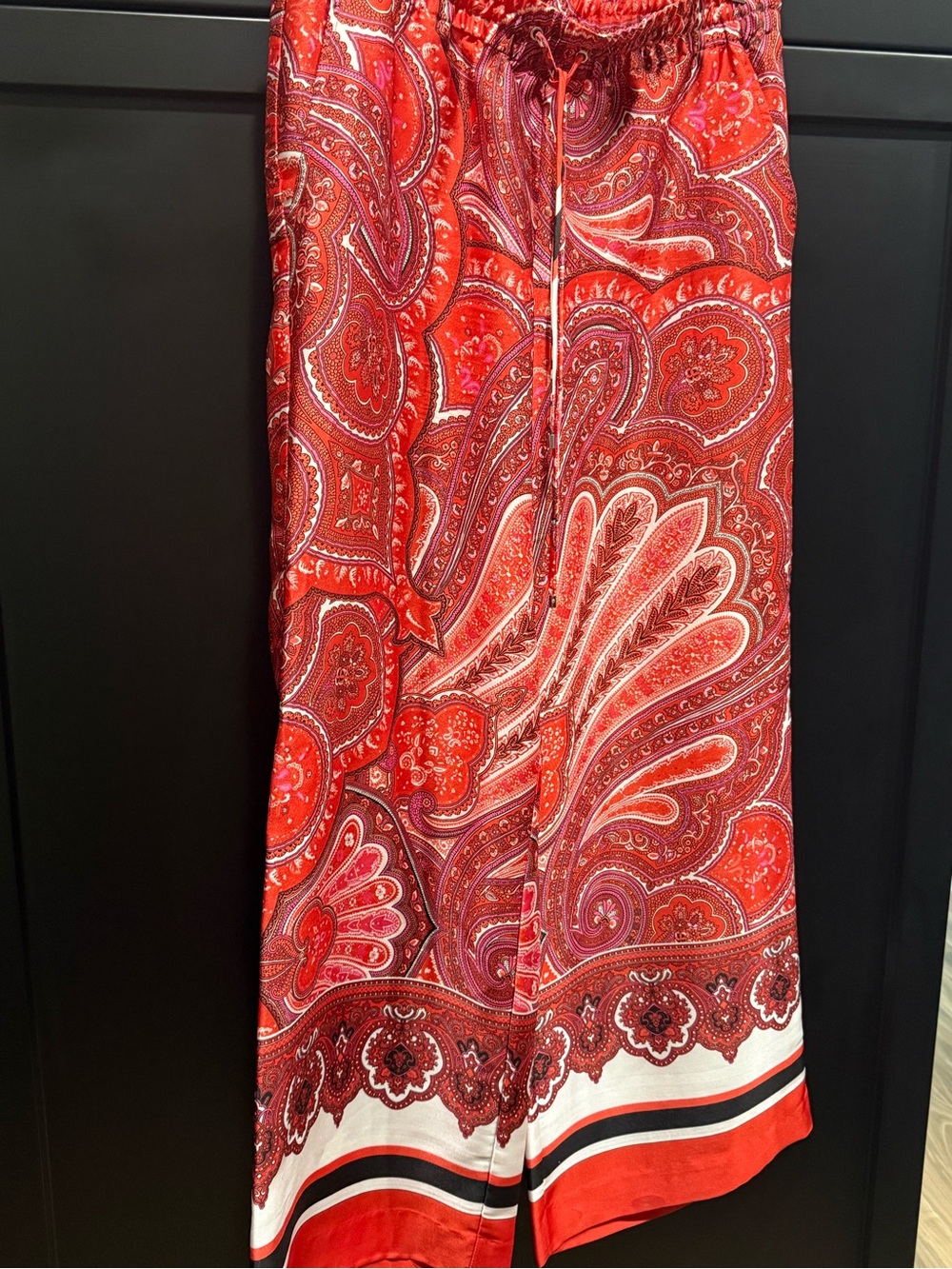Ralph Lauren Red Paisley Wide-Leg Pants